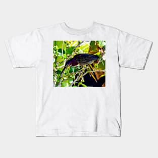 Green Heron Bird Kids T-Shirt